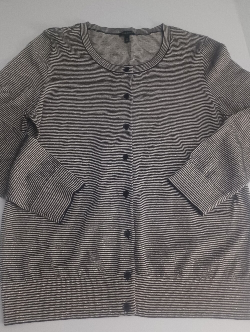 Talbots Stripped Cardigan Sz XL Sparkle - Picture 3 of 5